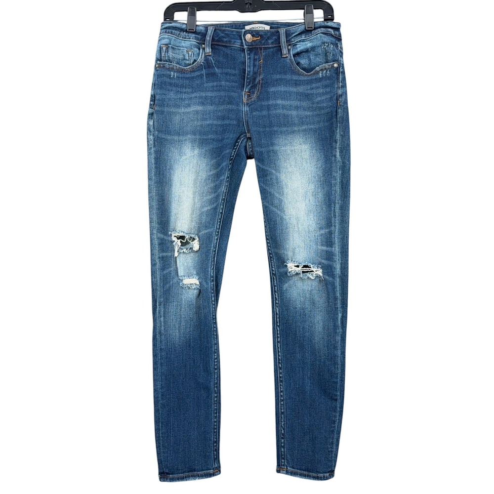 Vigoss Jagger Skinny Women 28 Cotton Spandex Blue Distressed Denim Jeans